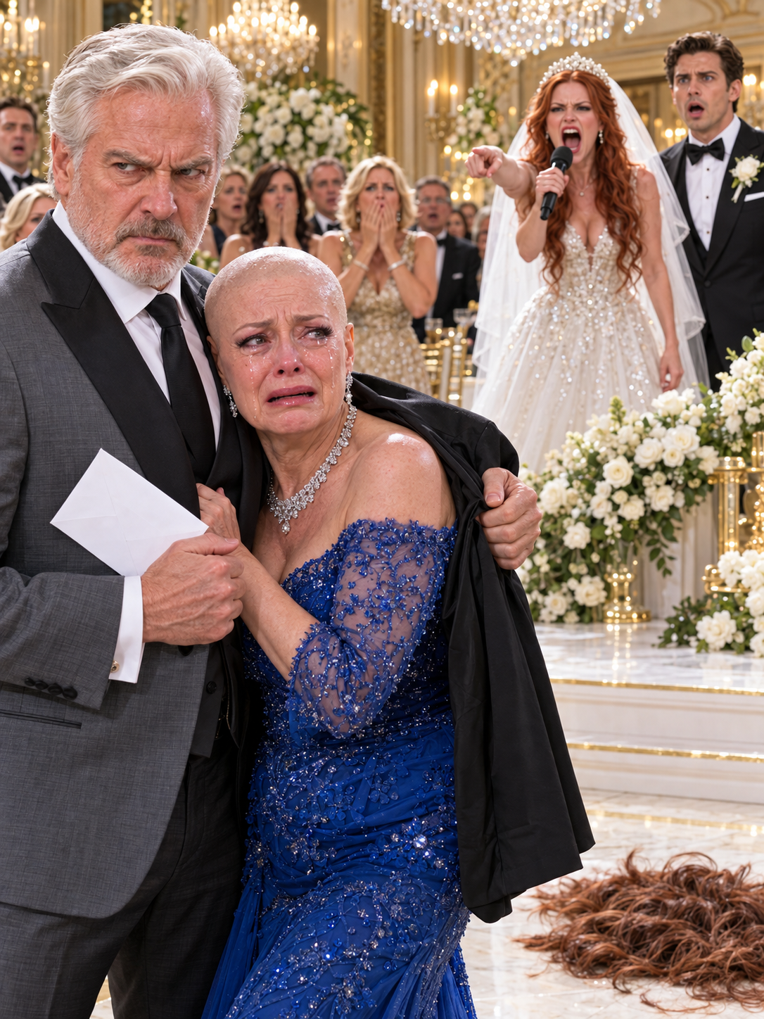 My Daughter-in-Law Ripped Off My Sick Wife's Wig at the Wedding — She Didn't Know I Owned the Building She Was Standing In