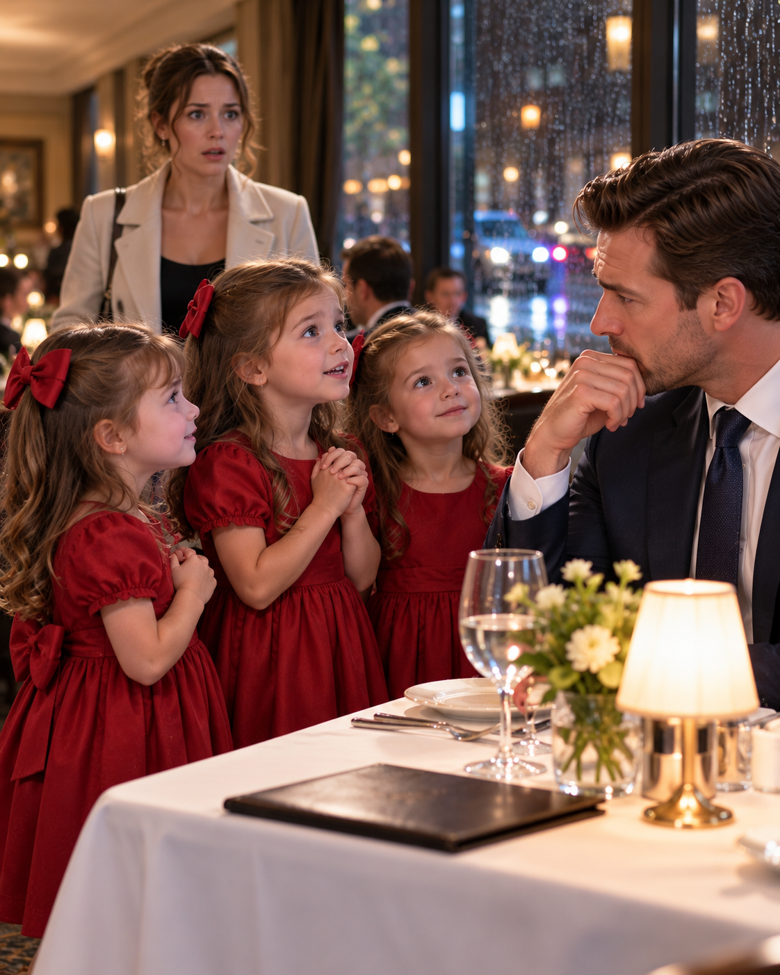 Three Little Girls in Matching Dresses Sat Down at a Stranger's Table — and Asked If He Could Be Their Dad