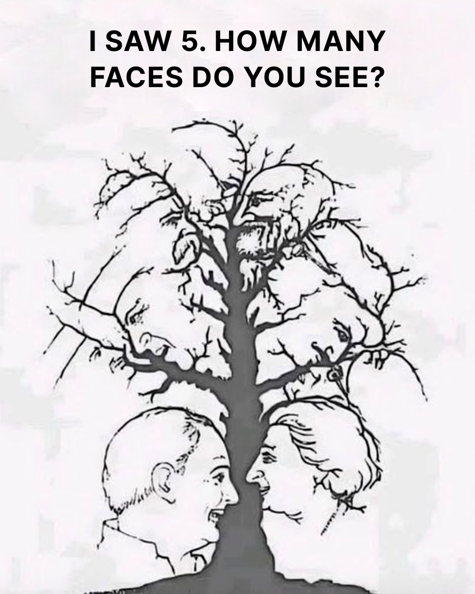 Only the Sharpest 1% Can Spot All 10 Faces Hidden in This Tree Illusion