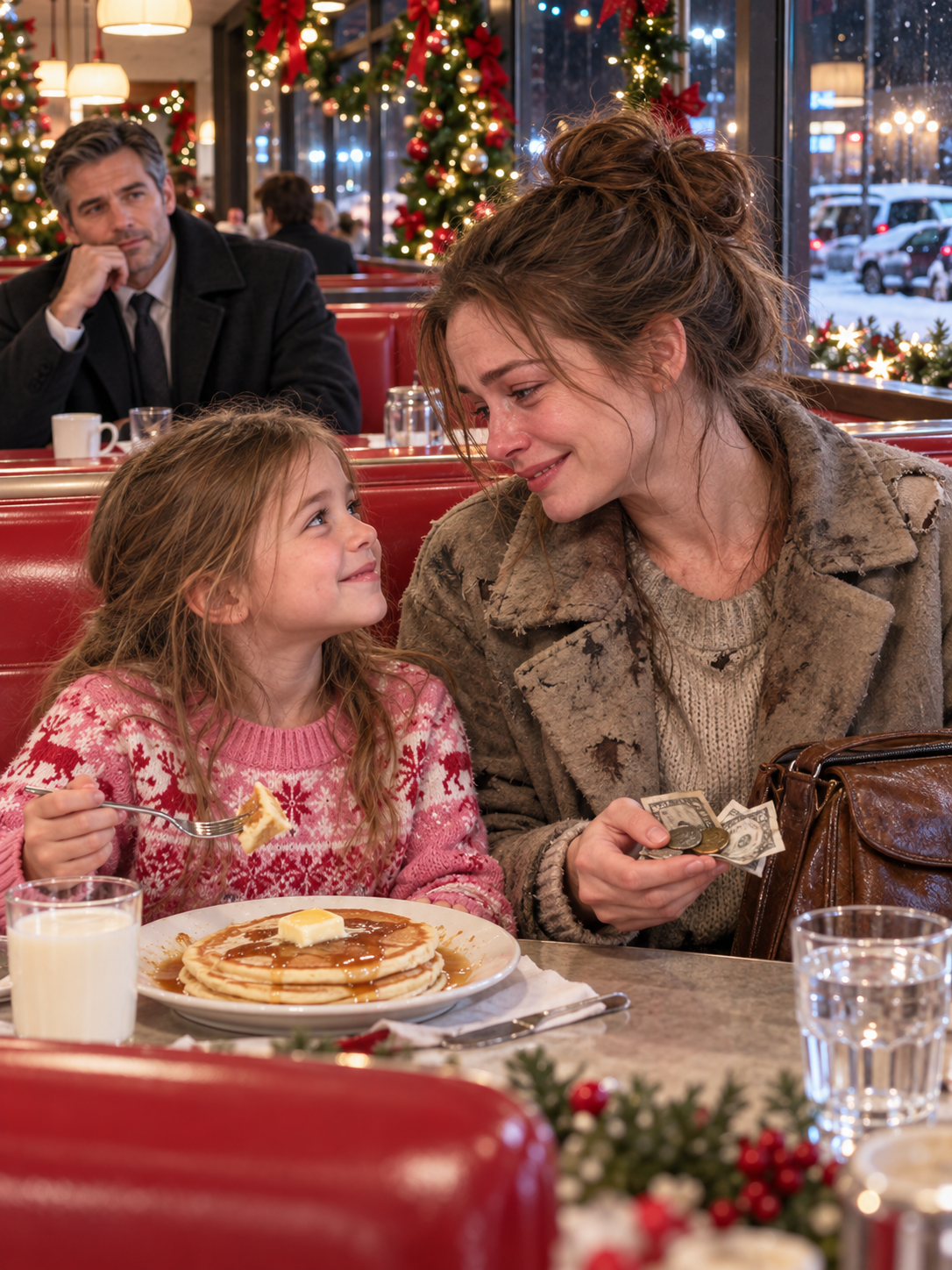 He Watched a Broke Mother Order One Plate of Pancakes for Her Daughter on Christmas Eve — Then He Followed Them Out the Door